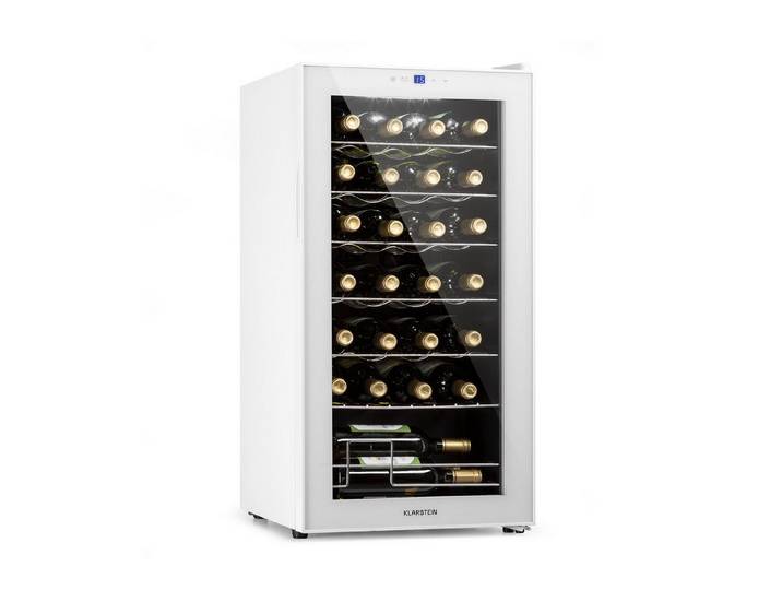 Klarstein Weinkühlschrank Shiraz 28 Uno Weinkühl 28 Fl 74L 5-18°C Touch LED 39 dB freistehend, für 28 Standardflaschen á 0,75l,Flaschenkühlschrank Weintemperierschrank Weinschrank freistehend LCD