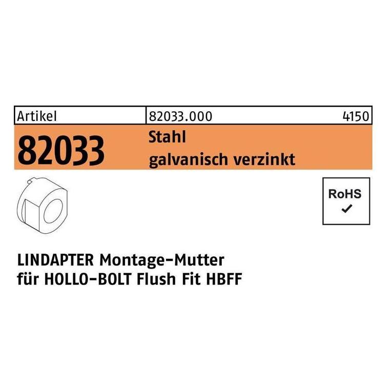 Lindapter Montagemutter für FlushFit HBFF12 S (820330000120000)