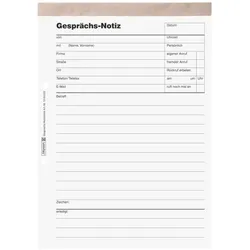 Baier & Schneider, Formular, Gesprächsnotizblock