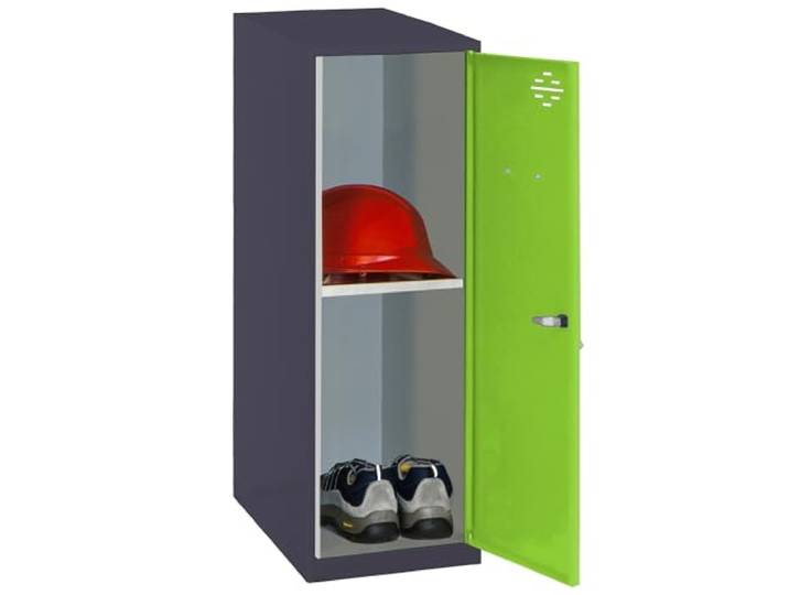 Simon Rack Simonlocker Kleiner Spind 915 x 300 x 500 mm Inklusive Ablage, Korrosionsschutzfarbe, Lüftungsschlitz und Etikettierer, Anthrazit/Grün