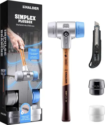Halder SIMPLEX-Plusbox Starterkit Alu 3113s004 Schonhammer weich, mittelhart 1430g 155mm 1St.