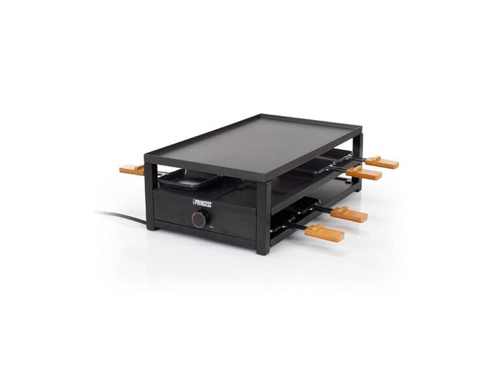 PRINCESS Raclette Black Steel , schwarz (schwarz, schwarz matt), Raclettes, Holzart: Bambus (China), Raclette
