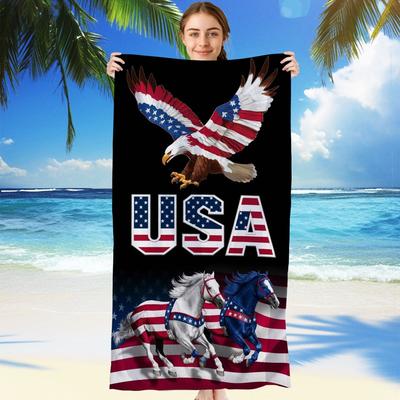 JML "Eagle Horse USA Flag Beach Towel 30"" x 60"""