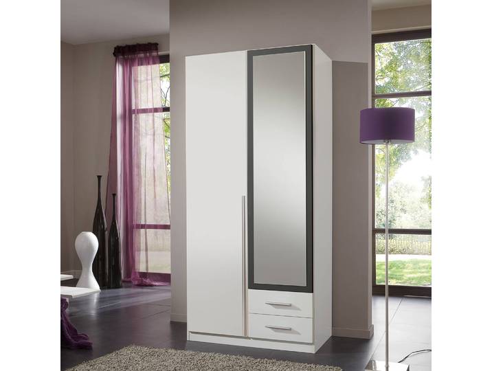 Armoire à portes battantes Nuevo 90cm Blanc/Blanc alpin/Anthracite