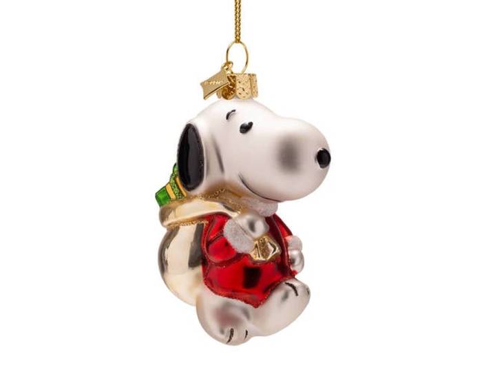 Vondels kerstornament Snoopy met cadeautjes in tas