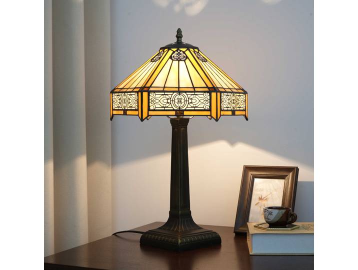 Lampe de bureau rétro, abat-jour en verre coloré artisanal moderne pour bureau, salon, salle à manger, salle de thé, lampe de table décorative
