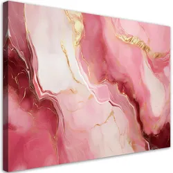 LEINWANDBILD Rosa Marmorstein Goldelemente 100x70cm