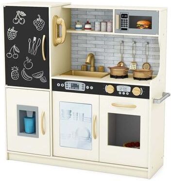 Kids Kitchen Playset Wooden Little Chef Pretend Toy Kitchen Set