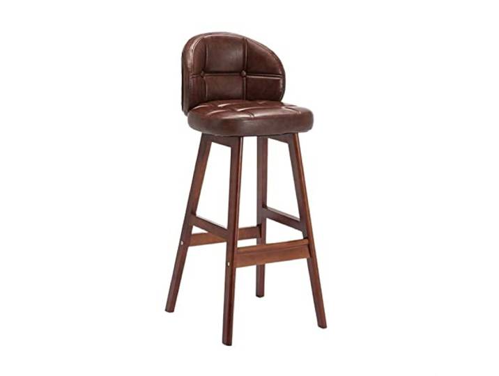 Xumh2024-3 Barhocker Tresenhocker 73 cm hoher Hocker aus Holz, leichter Luxus-Barstuhl, PU-Leder, gepolsterte Rückenlehne Moderner Barstuhl Küchenhocker(Bruin,A)