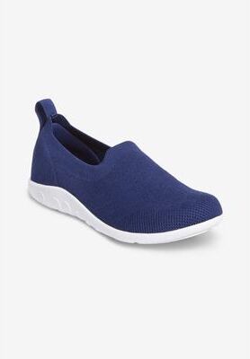 Women's The Ivan Arch Slip On Flat by Comfortview in Navy (Size 10 M)