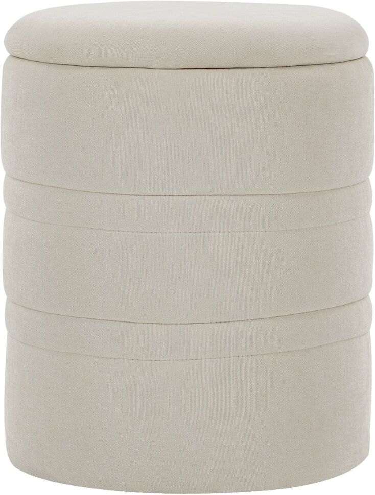 Homcom Pouf de rangement rond avec couvercle pour salon chenille beige Beige 37x47x37cm