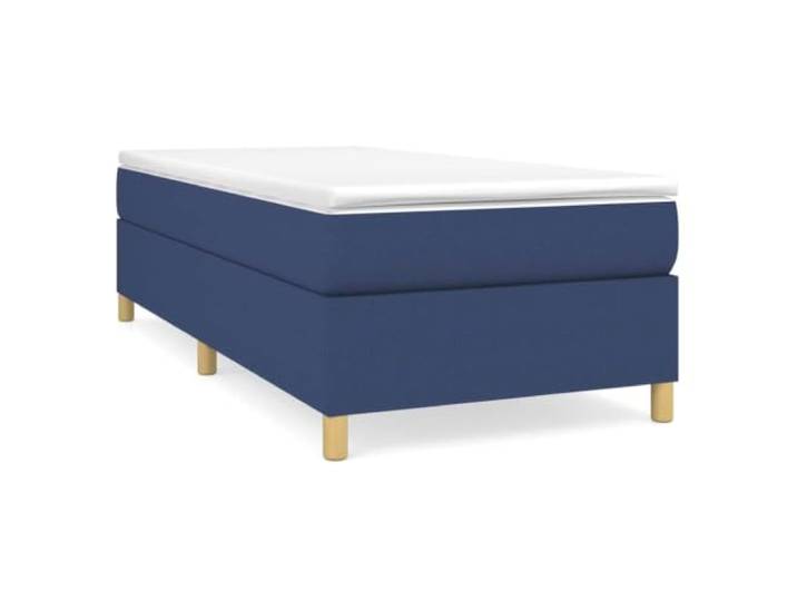 PUGYNBK Boxspringbett, 80 x 200 cm, mit Stoffmatratze, Blau Gefederte Federn, mittlere Härte, Holzlatten, atmungsaktiv