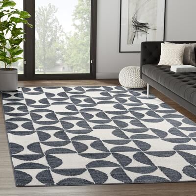 Abani Rugs Nuevo NUE170A High-contrast Charcoal and Ivory Area Rug