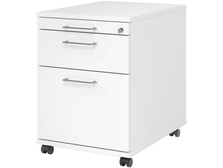 Rollcontainer Office weiss/Aluminium gebürstet Holzwerkstoff B 42.8 H 59 cm - Rollcontainer