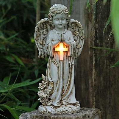 1 pc outdoor solar wasserdicht kreuz gebet engel friedhof licht hof rasen denkmal harz licht dekorative licht landschaft licht