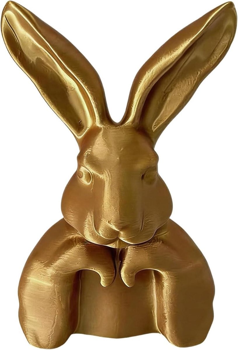 Groen Konijnenbeeldje - 3D-geprint Dierenornament voor Paasdecoratie