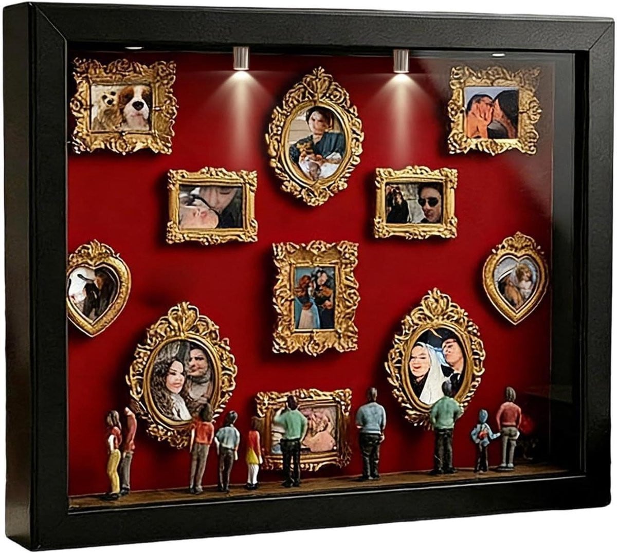Silhouette Box Shadow Box voor het tonen van herinneringen met miniatuur beeldjes, Zwart, 22.7 x 31.4 cm