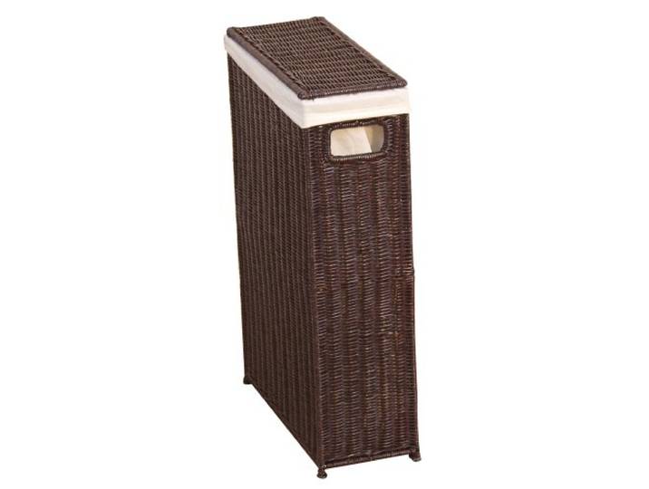 iovivo Raumspar Wäschekorb aus Rattan handgeflochten dunkelbraun gebeizt