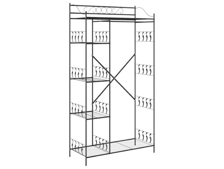 HBBMGYD Schrank offen, Schwarz, 101 x 43 x 188 cm, Stahl Offener Kleiderschrank, anpassbare Halterungen, Aufbewahrung von Kleidung und Zubehör, langlebiger Stahl, klares Design