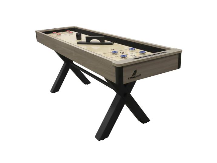 Table de shuffleboard américain, 8 palets, chêne/noir