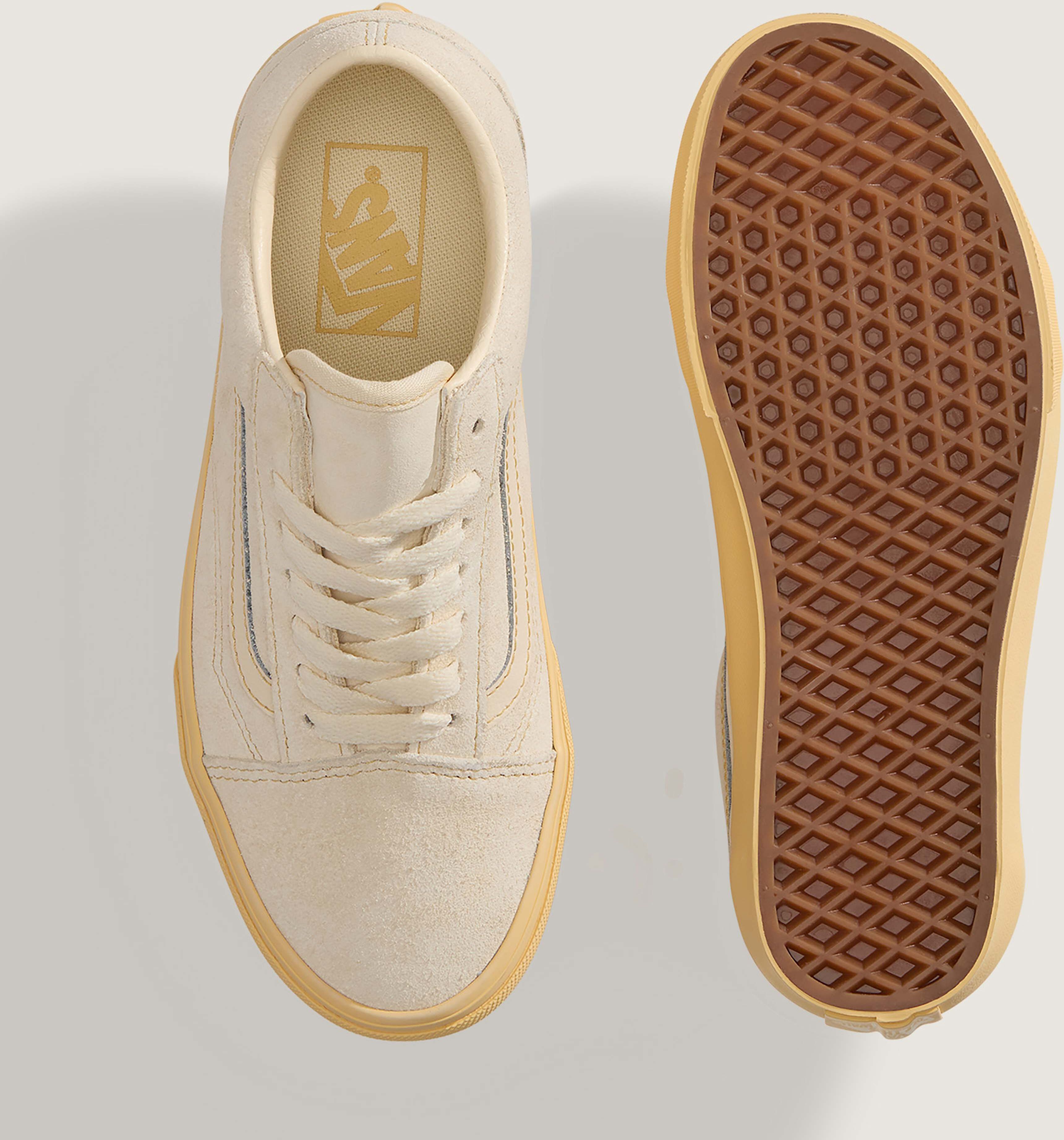 Sneaker VANS "Old Skool", Damen, Gr. 36,5, suede sand weiß, Leder, Schuhe Sneaker suede sand weiß 36,5