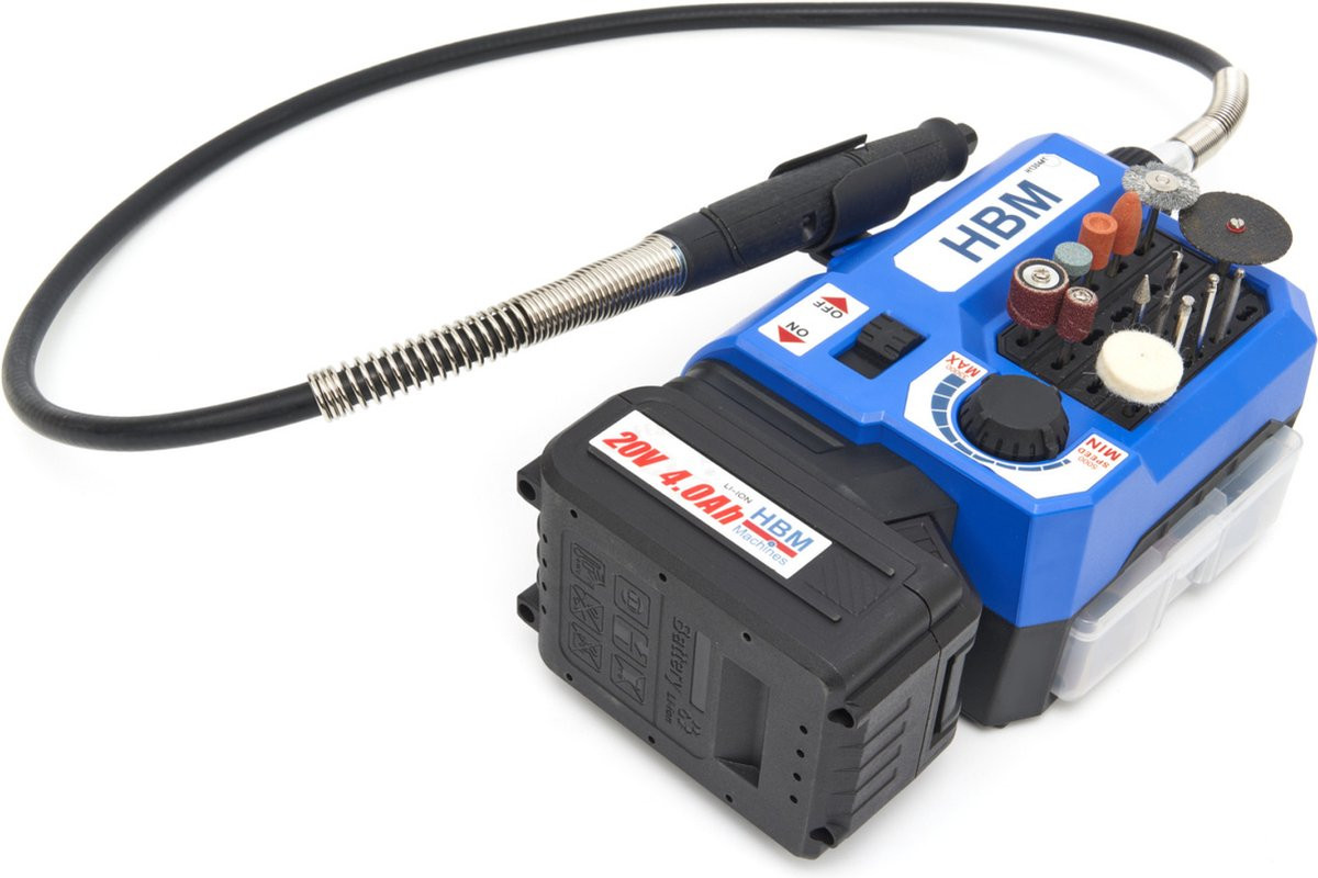 Universele Multitool Frees 20 Volt 4.0 Ah Blauw inclusief accessoires en 2 accu's