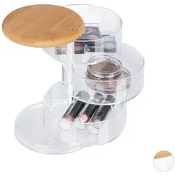 Relaxdays Make Up Organizer mit 3 Fächern Hellbraun,Transparent