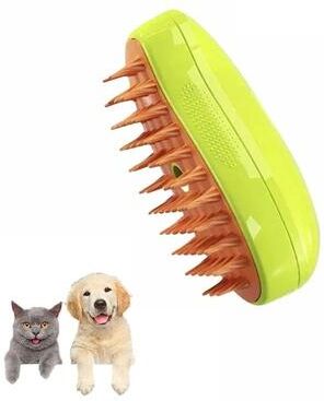 Uplifted Finds Electric Steam Pet Grooming Brush With Massage And Shedding Function green