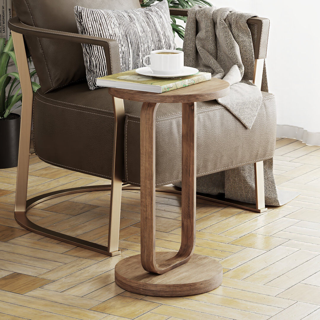 Blue Elephant Sled End Table Natural Wood 51cm H X 30.5cm W X 30.5cm D