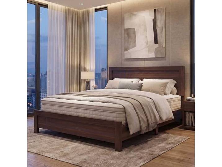 Mendler Queen Size Bett HWC-P44 160x200cm - Walnuss-Optik