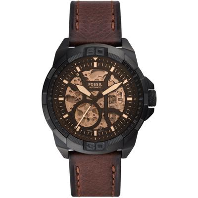 Automatikuhr FOSSIL "BRONSON", braun, Armbanduhren, Herren, Automatikuhr, Armbanduhr, Herrenuhr, mechanische Uhr, Lederarmband