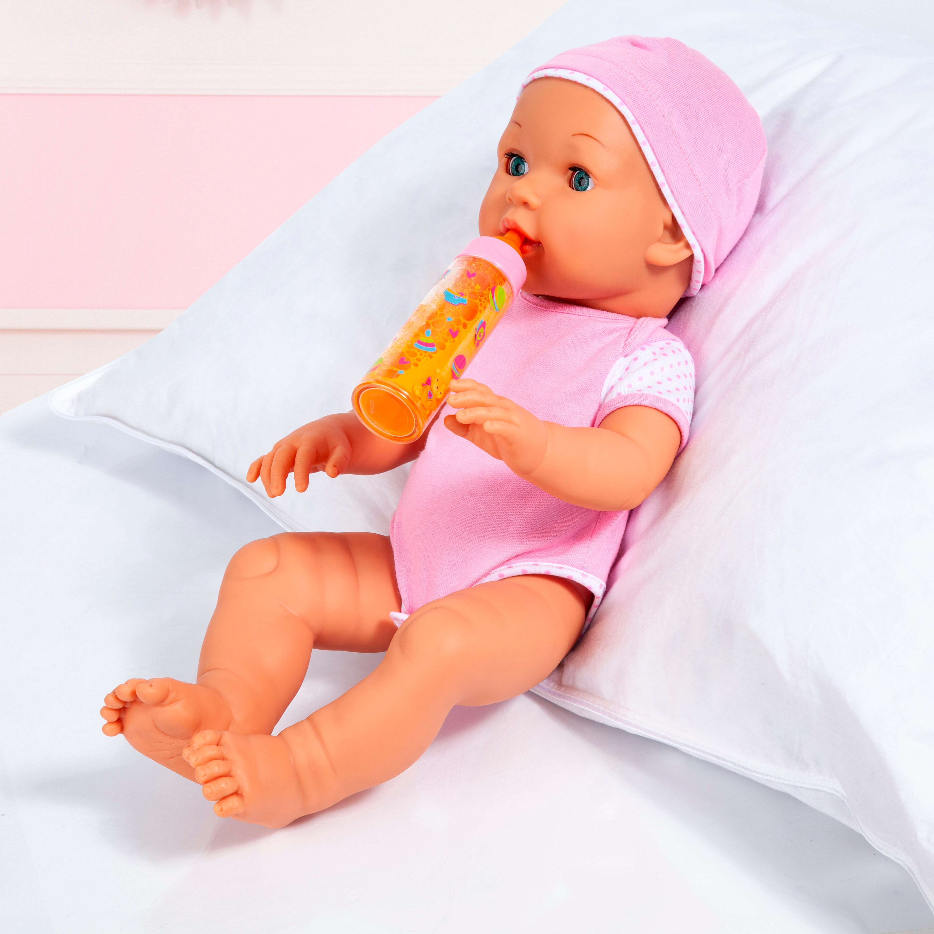Puppen Accessoires-Set BAYER "Puppen-Fläschchen Milch und Orange", bunt, Puppenausstattungen, KinderH:12,5cm Ø:3,5cm, Puppen Accessoires-Set, leeren und füllen sich wie von Zauberhand, H:12,5cm Ø:3,5cm