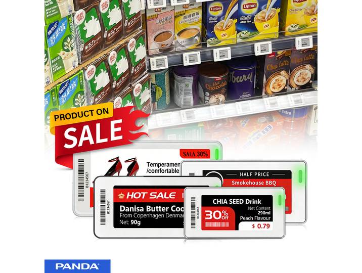 PANDA 10 pièces 2.1 2.66 2.9 3.5 Étiquettes de prix électroniques E-Paper pour rayonnages d'entrepôt, Écran E-Ink, Version NFC, Rafraîchissement via l'application ESL