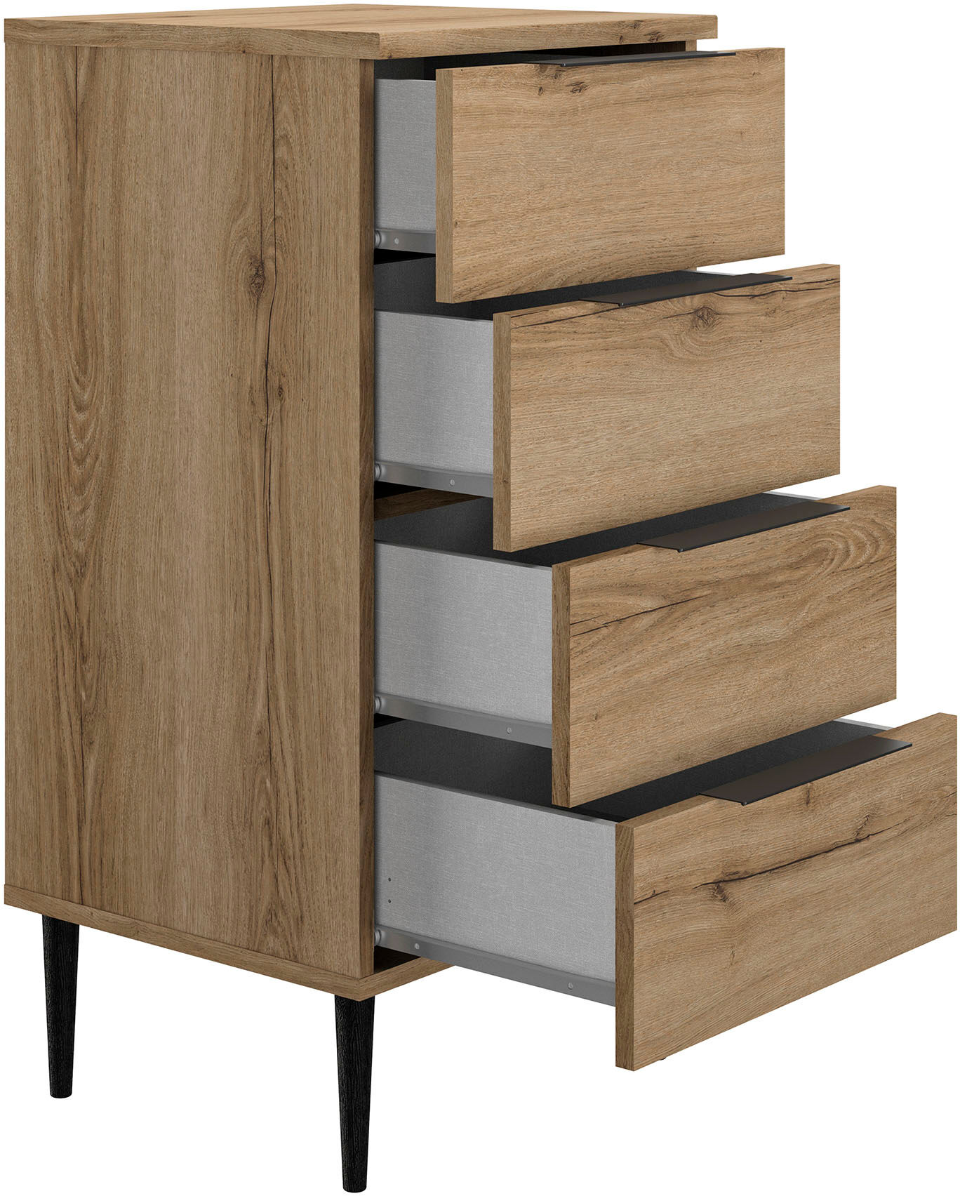 Kommode GAMI "Kommode 4 Schubladen", braun (eiche helvezia), B:48cm H:78cm T:45cm, Holzwerkstoff, Sideboards, Kommode eiche helvezia B/H/T: 48cm x 78cm x 45cm, 4 Stk.