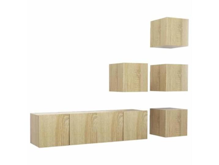 KGFHERENB 6-tlg. Hängendes TV-Schrank-Set Sonoma-Eiche aus Holzwerkstoff Schwebende Montage spart Bodenfläche im Wohnzimmer oder Schlafzimmer und bietet ordentlichen Stauraum für Mediengeräte.