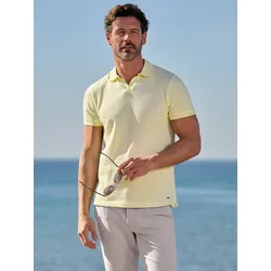 emilio adani Herren Modisches Poloshirt mit besonderer Struktur Gelb regular gemustert Kent-Kragen - 3XL