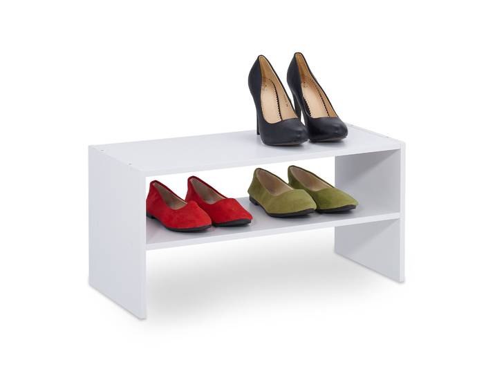 Schuhregal mit 2 Ablageflächen Weiss