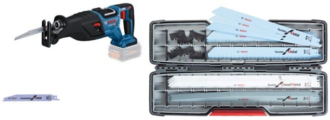 Set Bosch Akku-Säbelsäge BITURBO GSA 18V-28 + Sägeblatt-Set ToughBox All in one