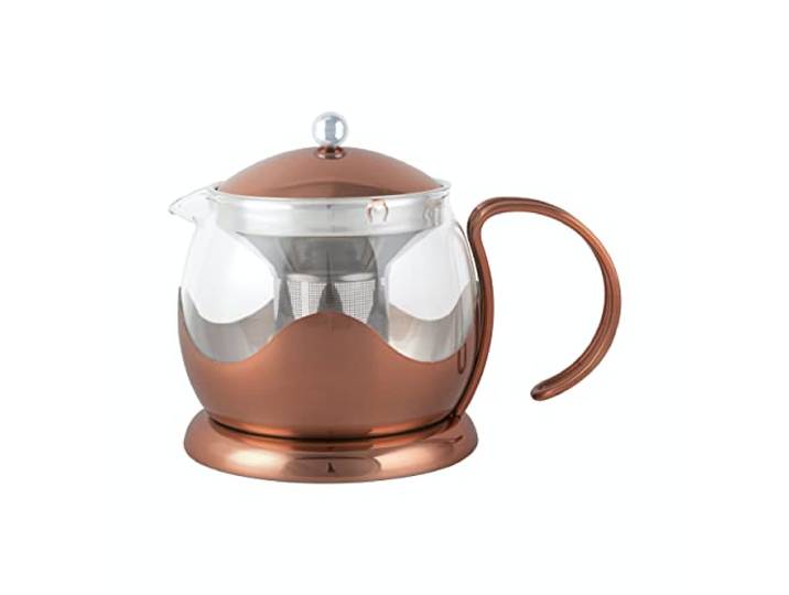 La Cafetière Théière en Verre avec Infuseur Intégré\, 1\,2L (4 tasses)\, Cuivre