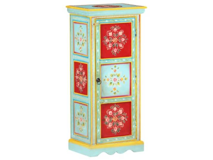 Todiikf Highboard Handbemalt 40x30x90 cm Mango Massivholz Schrank Buntes Unikat aus Mango-Massivholz mit 3 Fächern für Wohnzimmer und Schlafzimmer, inklusive Wandbefestigung.