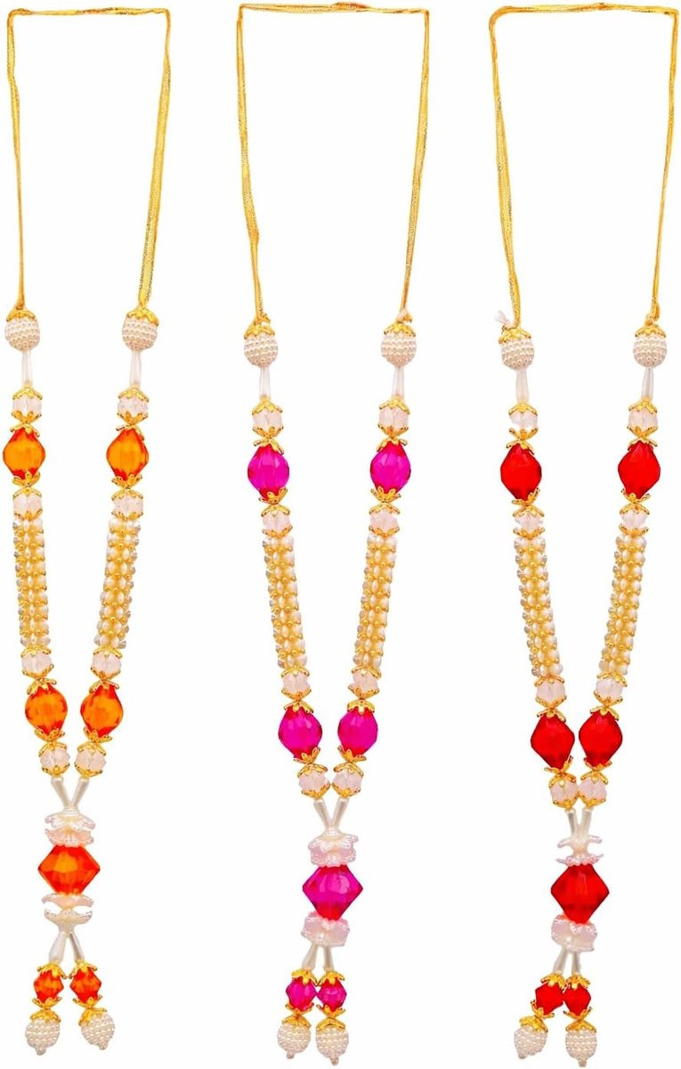 Set van 3 Mala Kunstmatige Kralen Guirlandes voor Traditionele Indiase Diwali Decoratie - ShopVlot