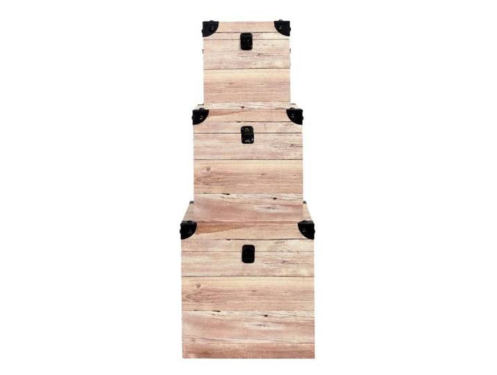 Lot de 3 Malles Cubes Aspect Bois Rosé - SAMIO