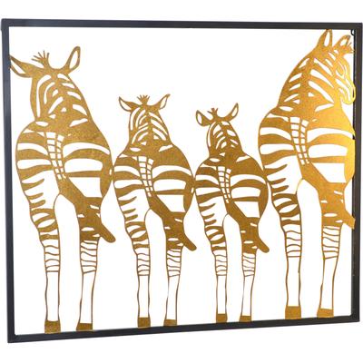 Wanddekoobjekt "Wanddekoration", gold (goldfarben), B:76cm H:65cm T:2,5cm, Metall, HOFMANN LIVING AND MORE, Wanddekoobjekte, Zebra-Familie in gold