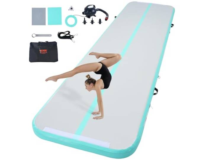 VEVOR Airtrack Tapis de gymnastique 10cm\, Tapis Entraînement epais 3M/4M/5M/6M\, Tapis de Gym Gonflable avec Pomp Électrique