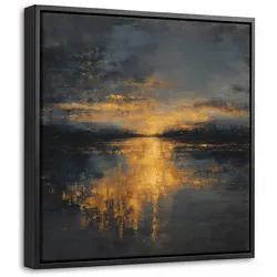 LEINWAND Bilder mit Rahmen - Goldene Reflexion auf dem Wasser - 20x20