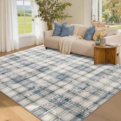 Garvee Farmhouse Geometric Tartan Area Rug