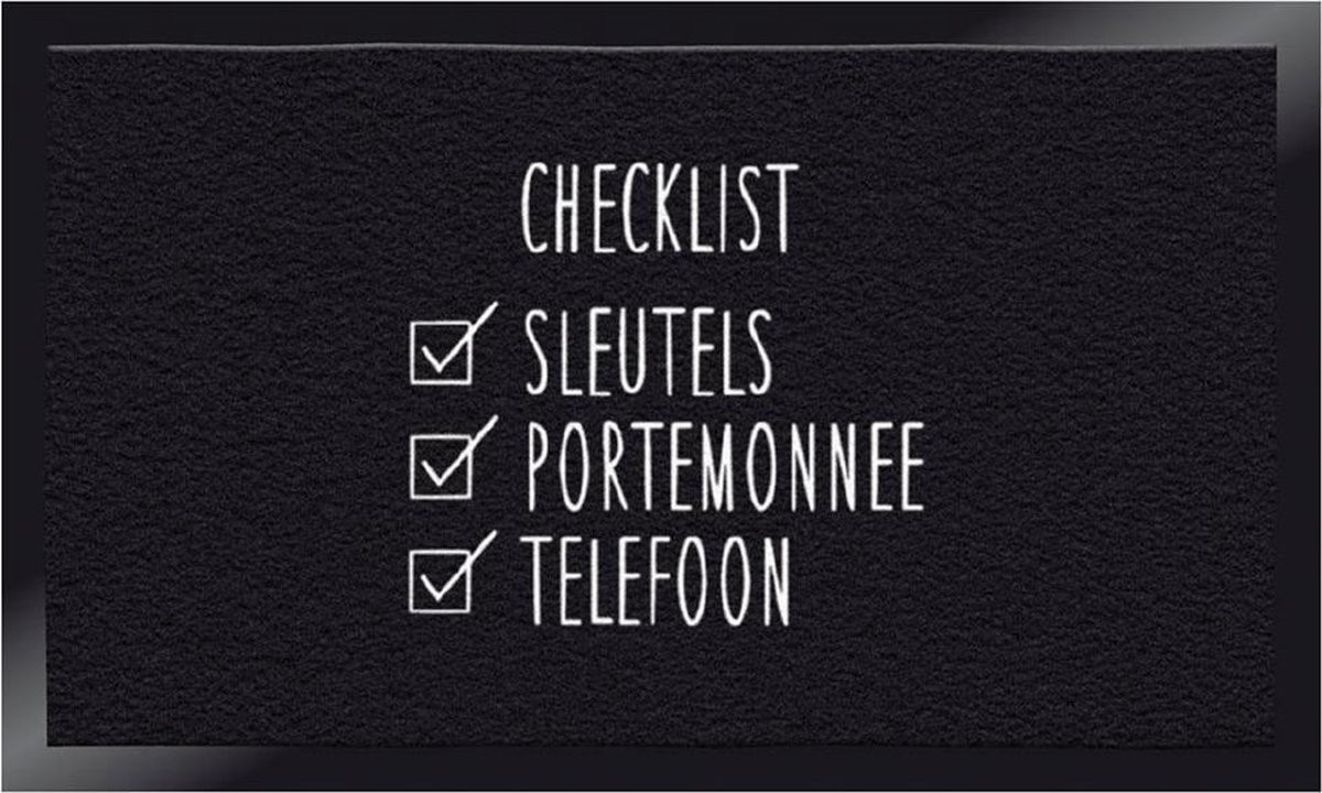 Deurmat Checklist van Veer Carpets met tekst