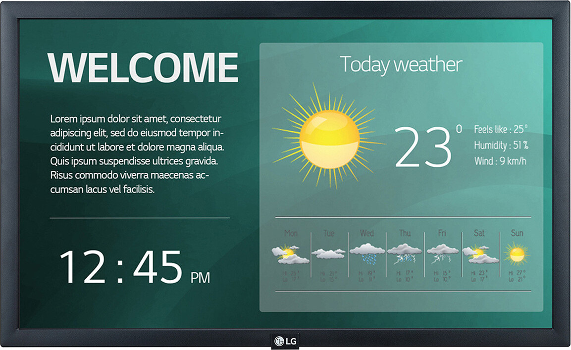 LG 22SM3G-B, Digital Signage Flachbildschirm, 54,6 cm (21.5"), IPS, 1920 x 1080 Pixel, WLAN, 16/7