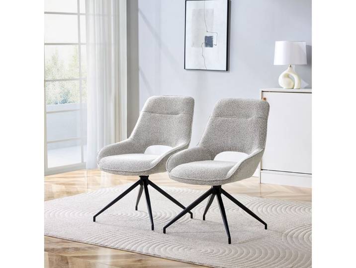 Lot De 2 Chaises De Salle À Manger Pivotantes Gris Fauteuils Design FloraGrace Pour Salle À Manger Pivotantes À 360° 50x50x87cm