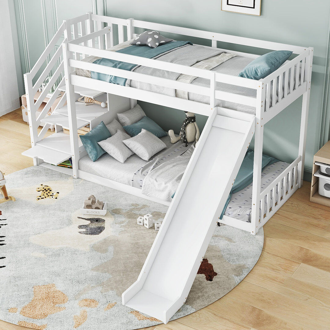 Harriet Bee Single (3') Bunk Bed Bed Frame with Storage Included White